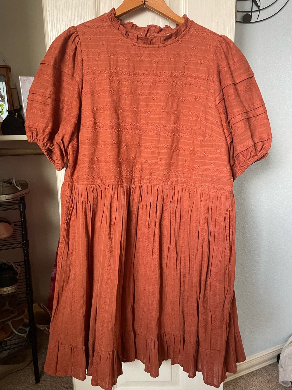 University Thread Burnt Orange Babydoll Dress